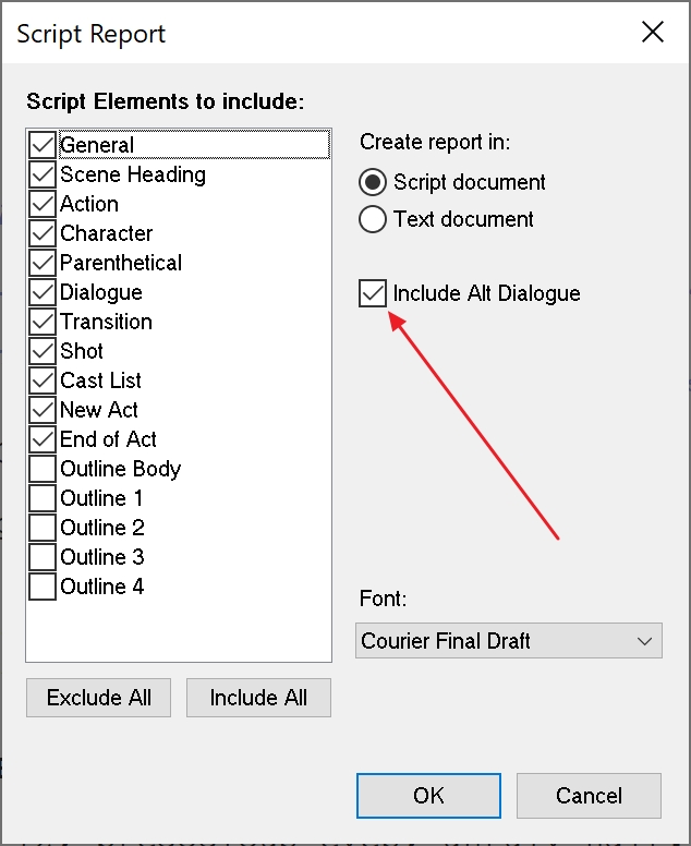 Scene and Page Numbers in Final Draft