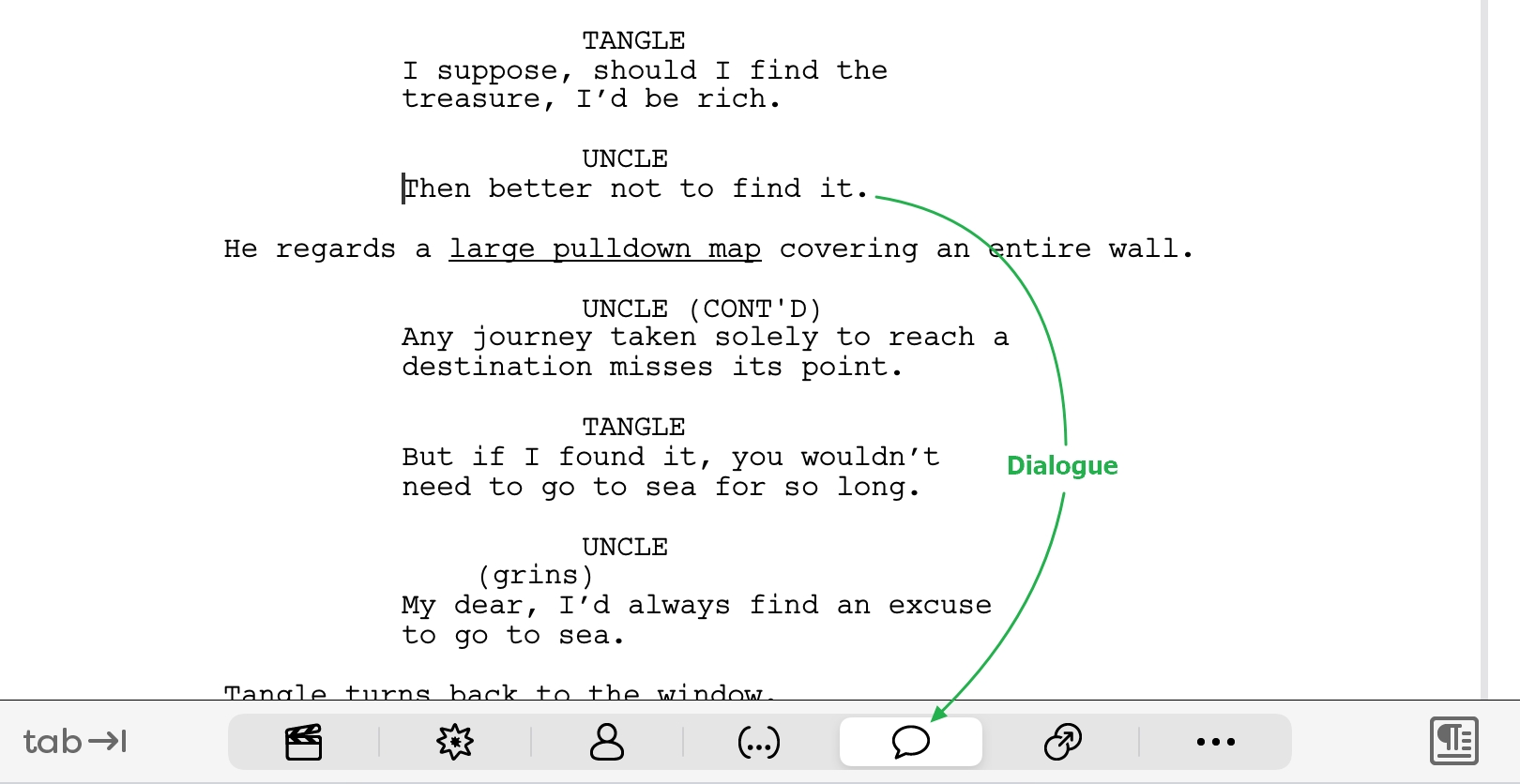 How can I highlight a character's dialogue in Final Draft Go? (iPad) –  Final Draft