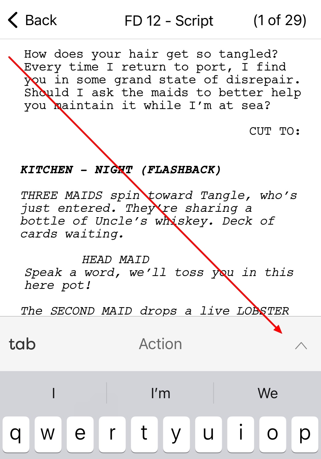 How can I highlight a character's dialogue in Final Draft Go? (iPad) –  Final Draft