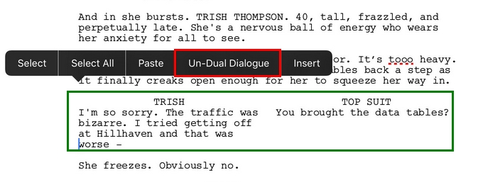 How can I highlight a character's dialogue in Final Draft Go? (iPad) –  Final Draft