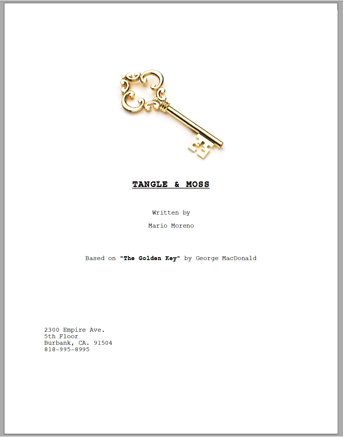 Script cover page